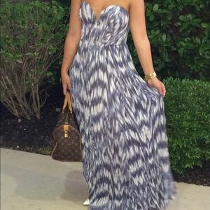 Beautiful blue strapless maxi dress